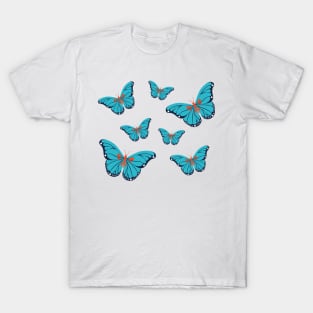 Vintage blue butterflies T-Shirt